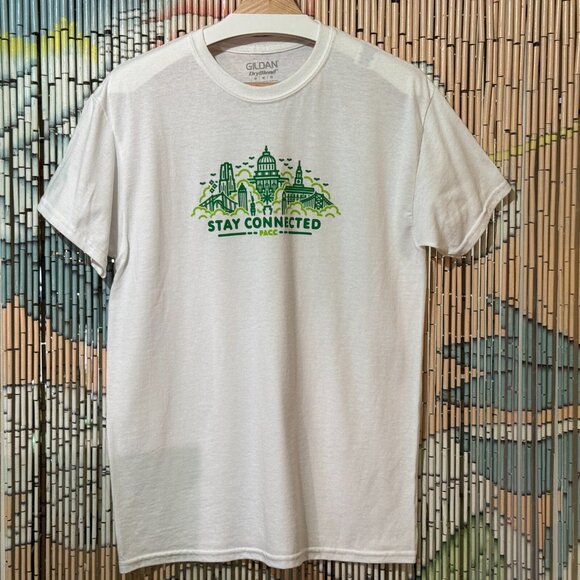 Gildan PACC 'Stay Connected' Cannabis Tee, Cotton Blend T-Shirt, White, M - Picture 1 of 11